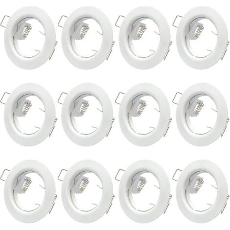 Cadre Encastrable - Lot De 12 - Métal Blanc - Douille GU10 - Plafond Et Mur - Diamètre 80mm (1/5)