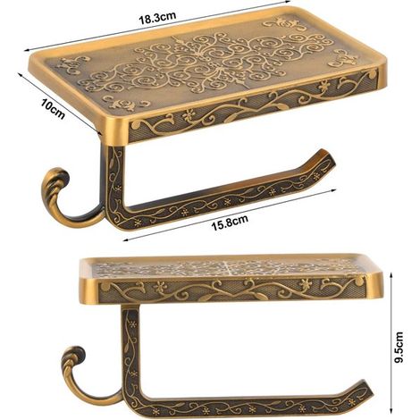 Portarrollos de papel higiénico，Soporte para rollo de papel de baño，Soporte para rollo de papel higiénico，Accesorios de baño，Dorado (1/4)