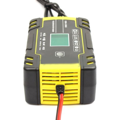 Chargeur de batterie automatique à impulsions pour voiture, moto et camion (prise US, jaune, 8 A, écran LCD). (1/5)
