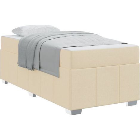 Cadre de lit et matelas, beige, 80 x 200 cm, tissu. (1/5)