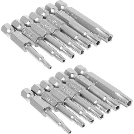 2 Set 7pcs 50mm Tournevis Trox Magnétiques en Étoile à 5 Points Kit 6.35mm Hex Tige Jeu de Tournevis à Tête Torx Sécurité Inviolable T10 -T40 S2 Acier (1/5)