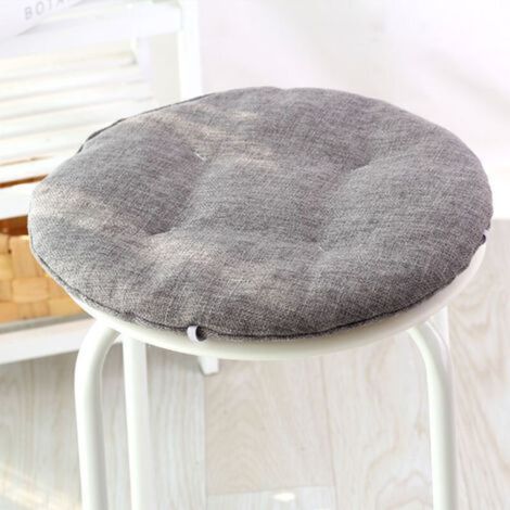 Lot de 2 coussins de chaise ronds antidérapants avec attaches de fixation, pour patio, maison, jardin, bureau, tabouret (32 x 32 cm, gris foncé)