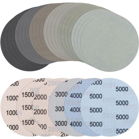 Dieses 24-teilige Set aus 125-mm-Klett-Schleifscheiben ist in den Körnungen 1000/1500/2000/3000/4000/5000 erhältlich. Sie können an den Schienen