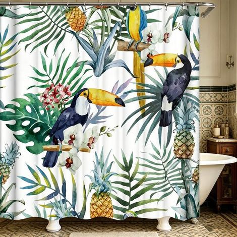 Rideau de douche - 200 x 180 cm - Coloré - Rideau de salle de bain - Polyester - Accessoires de salle de bain - Décoration de salle de bain (1/4)