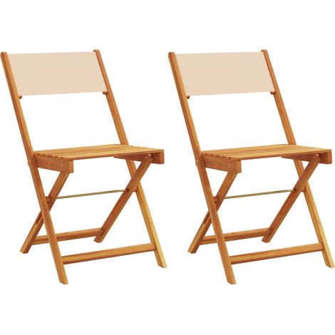 Chaises de bistrot lot de 2 Chaises d'extérieur beige bois d'acacia massif et tissu (1/5)
