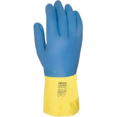 Guante Quimico M8 Nat. Floc. 322 Latex/Neop Az/Am Juba (1/4)