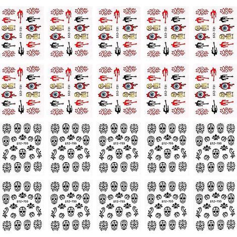 20 feuilles d'autocollants pour ongles d'Halloween, pour décorer votre intérieur.