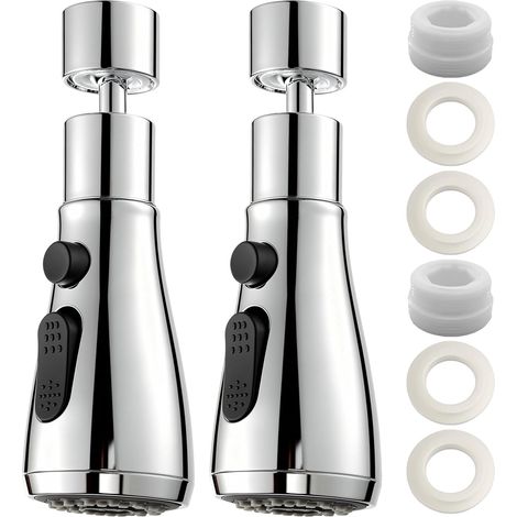 2 douchette pour évier, robinet, rotation à 360 degrés, embout multifonction, 3 modes, adaptateur universel, tête de robinet pivotante, facilite le nettoyage de l'évier et permet d'économiser de l'eau (1/5)