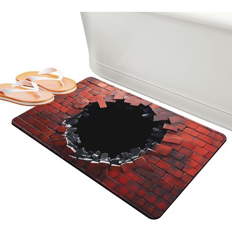 Tapis 3D À Effet De Trou Tapis De Sol Anti-Dérapant avec Trou sans Tapis Absorbant 3D Illusion Optique pour la Maison Salle de Bain Cuisine Entrée Couloir (1/5)