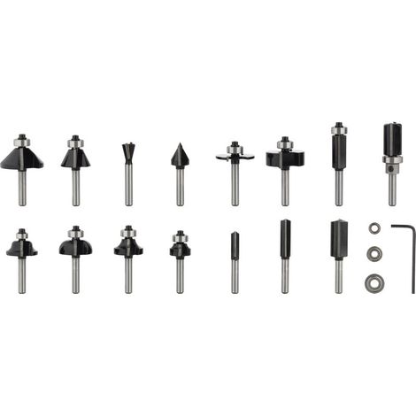 Bosch Router bit sets PRO Router Bit Mixed Set Shank 6 mm 15 pcs 2607017471