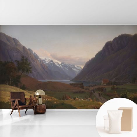 Fototapete - Tapete Vliestapete mit Kleber - Wandtapete Moderne Wandbild Schlafzimmer Wohnzimmer Bergpanorama 416x254 cm (1/5)