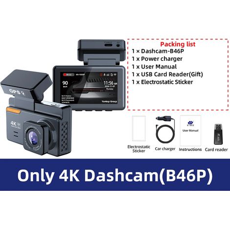 (Carte SD non requise) Caméra embarquée 4K 3 pouces avec double objectif, GPS et Wi-Fi (1/5)