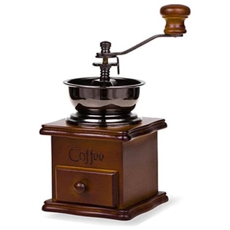Moulin à café en bois vintage antique en céramique à manivelle avec style rétro - tfrf (1/5)