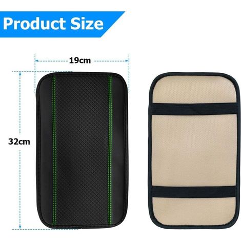 Coussin d'Accoudoir Voiture en Cuir, Housse pour Console Centrale pour Accoudoir, Accessoires Confortables pour Sièges de Voiture pour la Plupart des Voitures, Motos et SUVs (Vert Noir) (1/5)