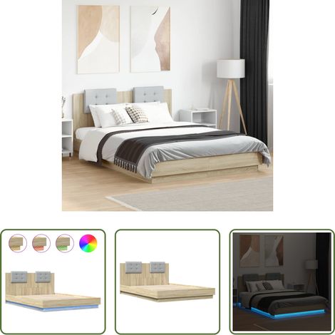Lits avec tête de lit - Cadre de lit avec LED sans matelas chêne sonoma 120x200 cm (1/5)