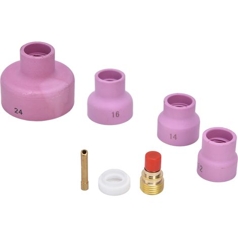 Kit de 7 pièces pour torche TIG WP 9/20/25 avec lentille à gaz, cône céramique et porte-électrode (1/5)