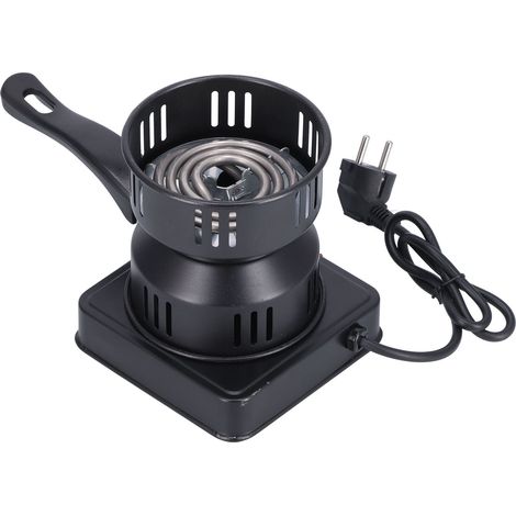 Brûleur de charbon électrique pour narguilé, réchaud portable multifonction pour café, thé, chauffage avec interrupteur - Prise EU 220V Noir