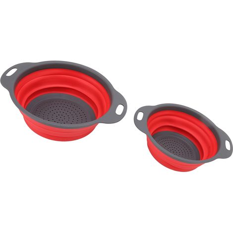 2 Pièces Passoire Rétractable, Panier de Drainage Grand et Petit pour Légumes et Fruits, Set Lavage Collapsible
