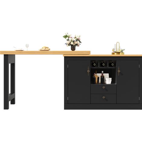 CHICFURN Tavolo alto estensibile 120-180 cm in MDF nero con contenitore (1/5)