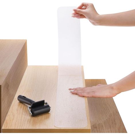 Lot de 15 rubans adhésifs antidérapants transparents pour escaliers intérieurs et extérieurs (10 cm x 60 cm)