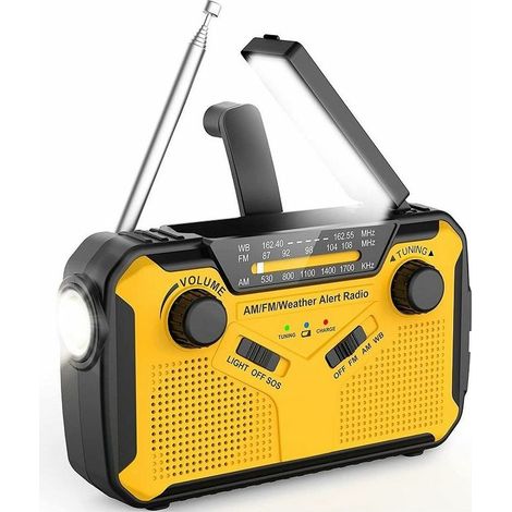 Filiyano-Radio de salle de bain portable avec haut-parleur intégré, à manivelle/piles et secteur/solaire (1/4)