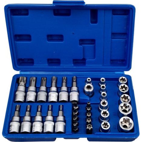 SET 34PZ CHIAVI A BUSSOLA CASSETTA IMPRONTA TORX INTERNA ESTERNA PUNTA CACCIAVIT