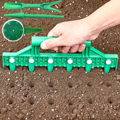 Garden Seed Dibber Drill ègle d'espacement pour la plantation des semences et plantes (vert) (1/5)