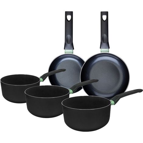Ensemble de 2 poêles de 16 et 20 cm et 3 casseroles 16, 18 et 20 cm Fackelmann Brandao (1/5)