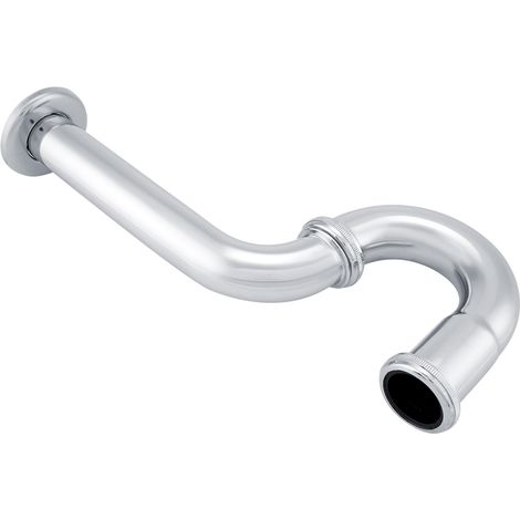 Siphon en P durable en acier inoxydable chromé poli pour évacuation des eaux usées (1/5)