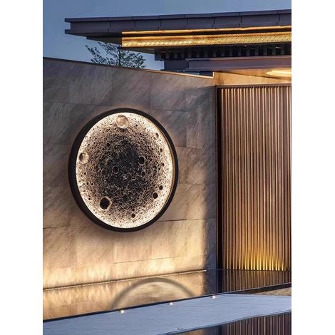 Applique Murale Moon 3D Gaufrée, Plafond de Lentrée du Salon, Applique Murale Décorative Ronde, Dimmable de 3 Niveaux de Luminosités Réglable,40CM