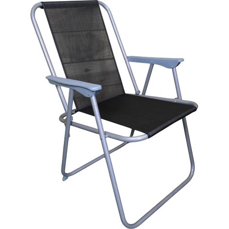 1 x Foldable Garden Chair Fixed position garden chair with grey frame and black fabric