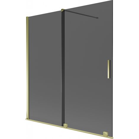 Mexen Velar mampara de ducha de 2 hojas correderas 150 x 150 cm, grafito, dorado - 896-150-000-41-50 (1/2)