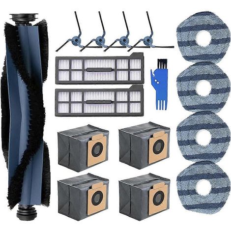 Accessoires compatibles avec l'aspirateur robot X10 Pro Omni : brosse principale, brosse latérale, filtre, lingette de nettoyage et sac à poussière. (1/5)