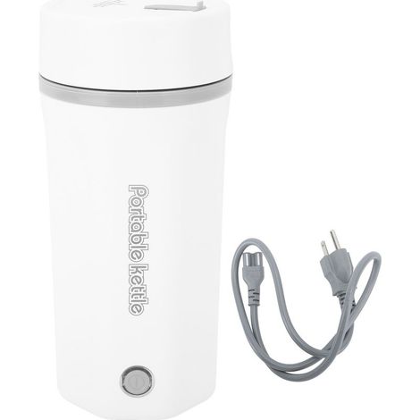 Tragbarer elektrischer Reisewasserkocher (300 W, 500 ml), Edelstahl 304, Mini-Wassererhitzer für Kaffee, Tee und Milch, Weiß, 110 V, 60 Hz, US-Stecker (1/5)