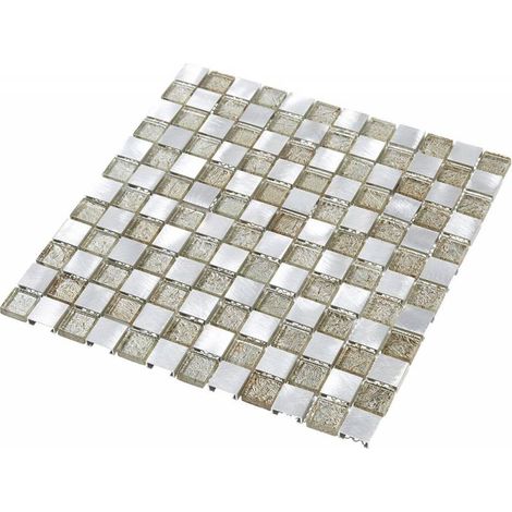 Decoon – Mosaïque en aluminium et verre doré 2.3 x 2.3 cm – Pour murs intérieurs – Style contemporain et design – Facile à poser (1/5)