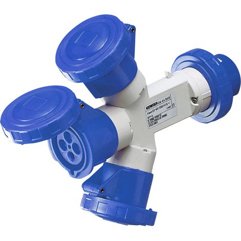 Moltiplicatore Mobile 3 Uscite IP67 1 Spina 16A 3 Prese 2P+T 230V Blu 50/60 Hz