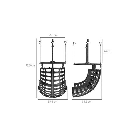 Système de retour de ballon de basket noir avec rotation à 360 et rampe de rebond pour maison, salle de sport et terrain extérieur (1/5)