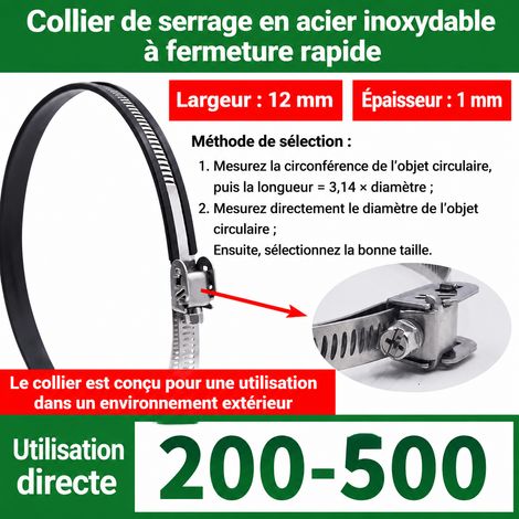 Collier de serrage rapide à clip en acier inoxydable 304 diamètre 200-500 mm 200-500 mm 1 0.62 1 kg – Livraison gratuite