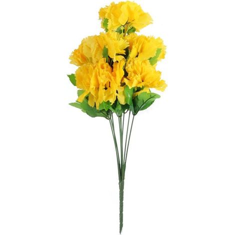 Strauß künstlicher gelber Nelken mit Schleierkraut – 9 Stück, 50 cm (1/3)