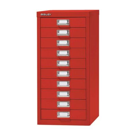 Bisley 10 Drawer Metal Filing Cabinet - Red
