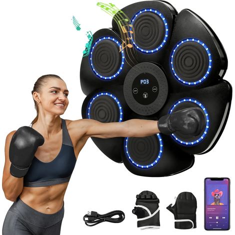 Entrenador de boxeo, conexión Bluetooth, iluminación rítmica RGB, negro (1/2)