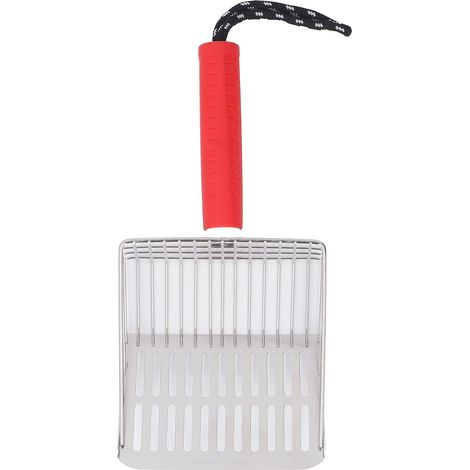 Toivize Balai pour chat avec manche amovible en acier inoxydable 304, filtration rapide et bac amovible pour le nettoyage de la litière (boîte rouge) (1/5)