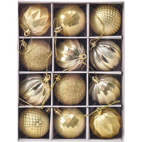 Lot de 12 boules de Noël en papier de forme spéciale, 6 cm, décorations de fenêtre de Noël, pendentifs pour sapin de Noël (1/5)