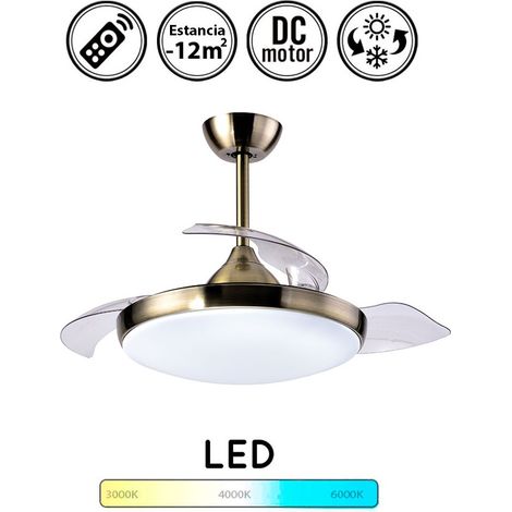 Ventilador de techo con luz silencioso DC con mando Siroco cuero 107 cm invierno-verano color luz regulable (1/5)