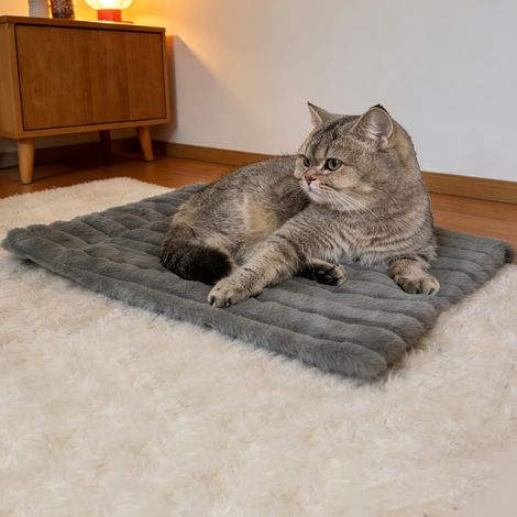 Tapis auto-chauffant pour chien, couverture auto-chauffante pour l'extérieur, couverture auto-chauffante, moelleuse, auto-chauffante, couverture auto-chauffante, pour chat et chien, gris, 61 x 45 cm (1/5)