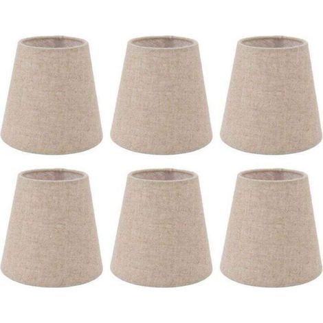Abat-jour en tissu lin - - Lot de 6 - Clip sur - Diamètre supérieur 9,3 cm - Diamètre inférieur 14 cm (1/4)