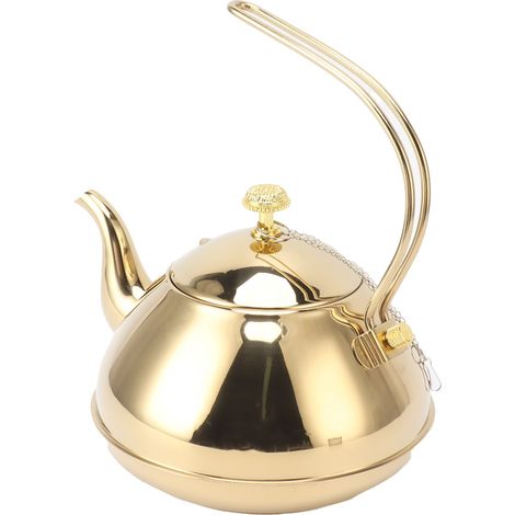 Bouilloire en acier inoxydable grande capacité 1,5 L avec filtre, idéale pour la maison et le camping, couleur or. (1/5)