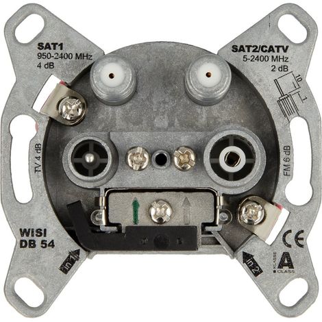 WISI DB54 TWIN prise d'arrivée, 4 trous, 2 sorties SAT,5-2400MHz, 2/4dB