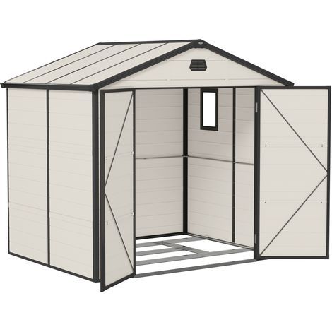 7.9ft x 6.2ft Aluminium Frame and Plastic Wall Shed, with Foundation - Cream White