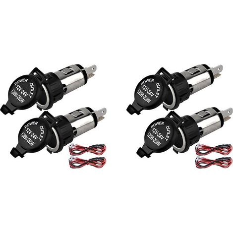 Adecuado para 4 tomas de mechero de coche, mechero de coche de 12 V, con arnés de cableado con cubierta impermeable, apto para camiones, coches y autocaravanas.